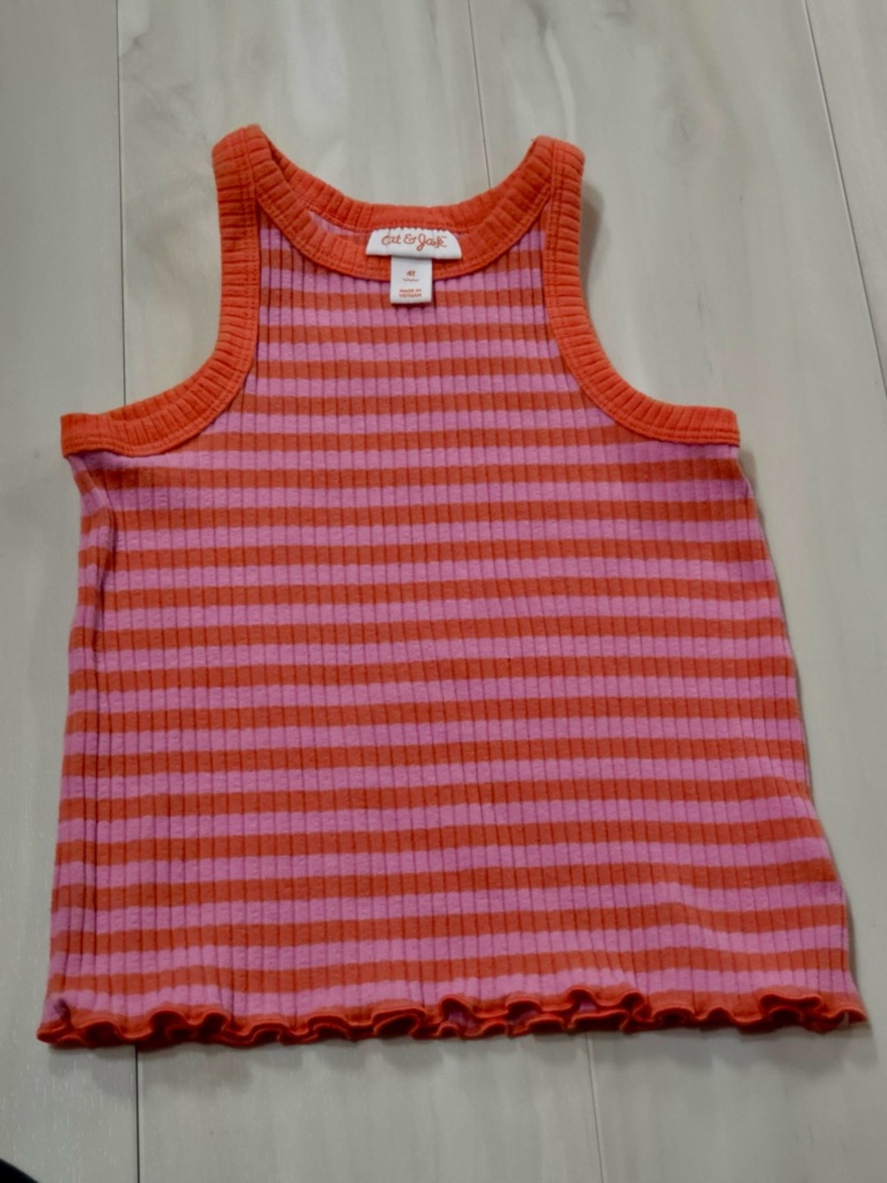 Cat & Jack Pink and Orange Striped Ribbed Tank Top